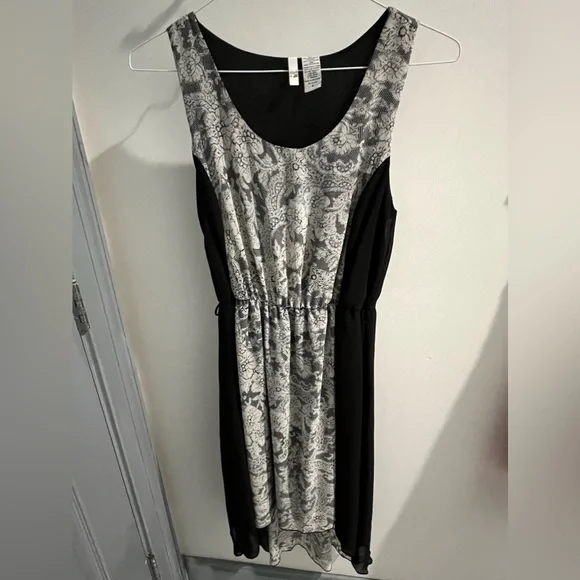 high low dresses black and white Two-Tone La Femme One-Shoulder Prom Dress